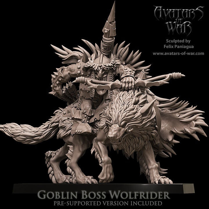 3D printed Goblin Boss Wolfrider by Avatars of War