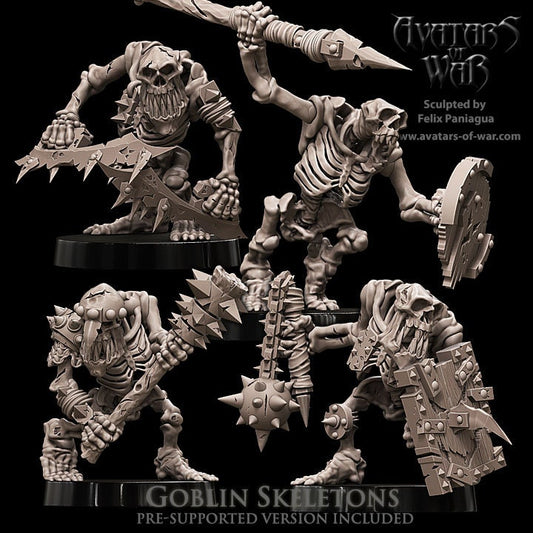 3D printed Goblin Skeletons x4 by Avatars of War