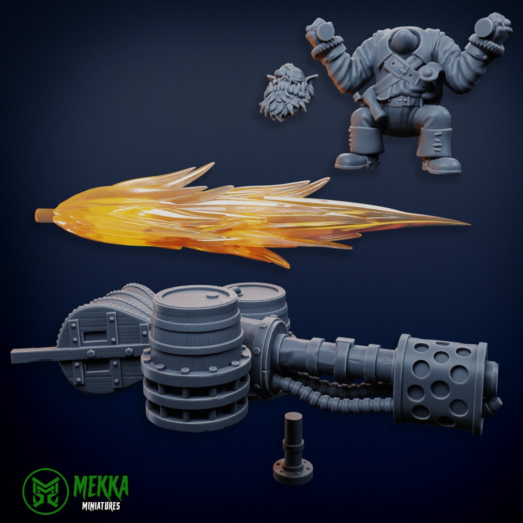 3d Printed Ork Pirate Flame Throwa by Mekka Miniatures