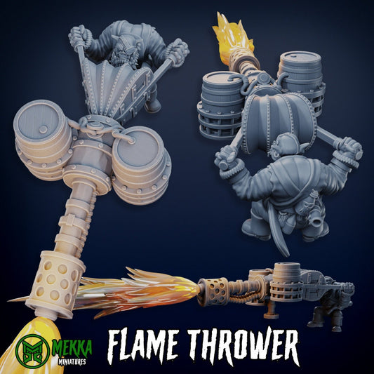 3d Printed Ork Pirate Flame Throwa by Mekka Miniatures