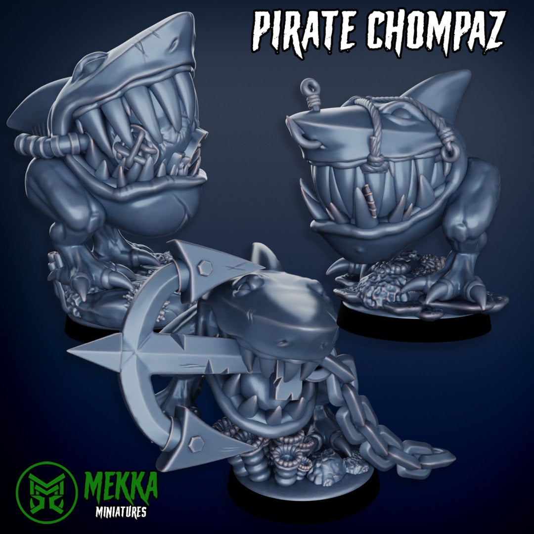 3d Printed Ork Pirate Chompaz x9 by Mekka Miniatures