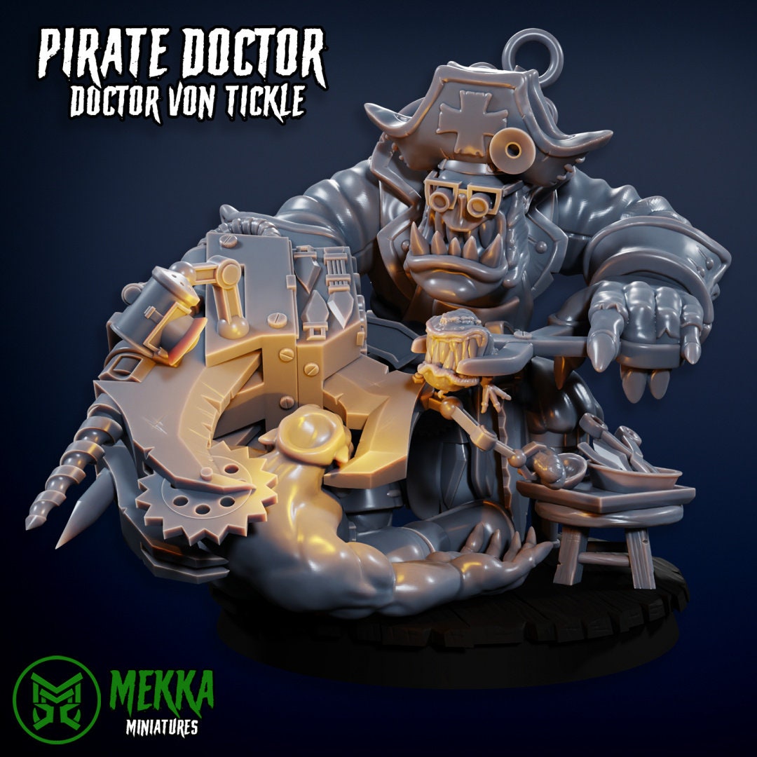 3d Printed Ork Pirate Dokta by Mekka Miniatures