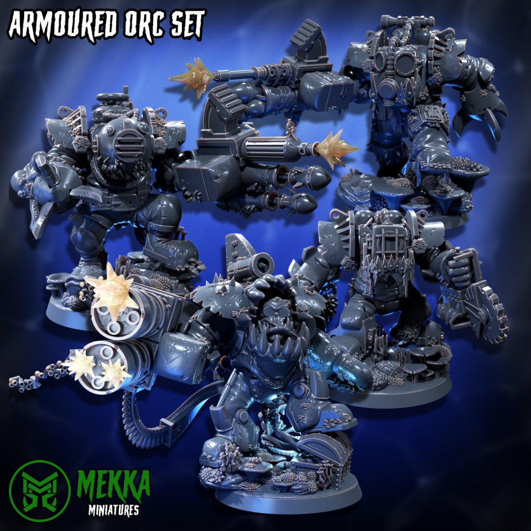 3d Printed Armored Pirate Orks by Mekka Miniatures