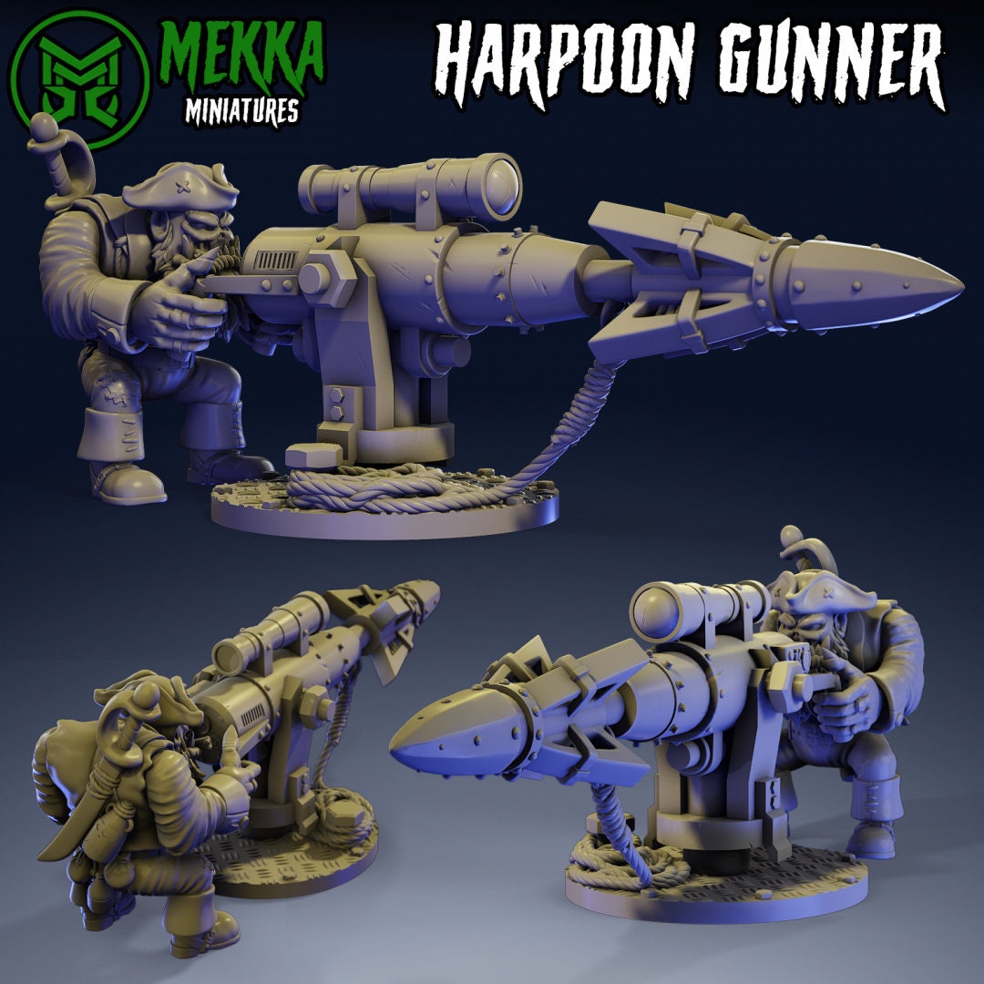 3d Printed Ork Pirate Harpoon Gunner by Mekka Miniatures