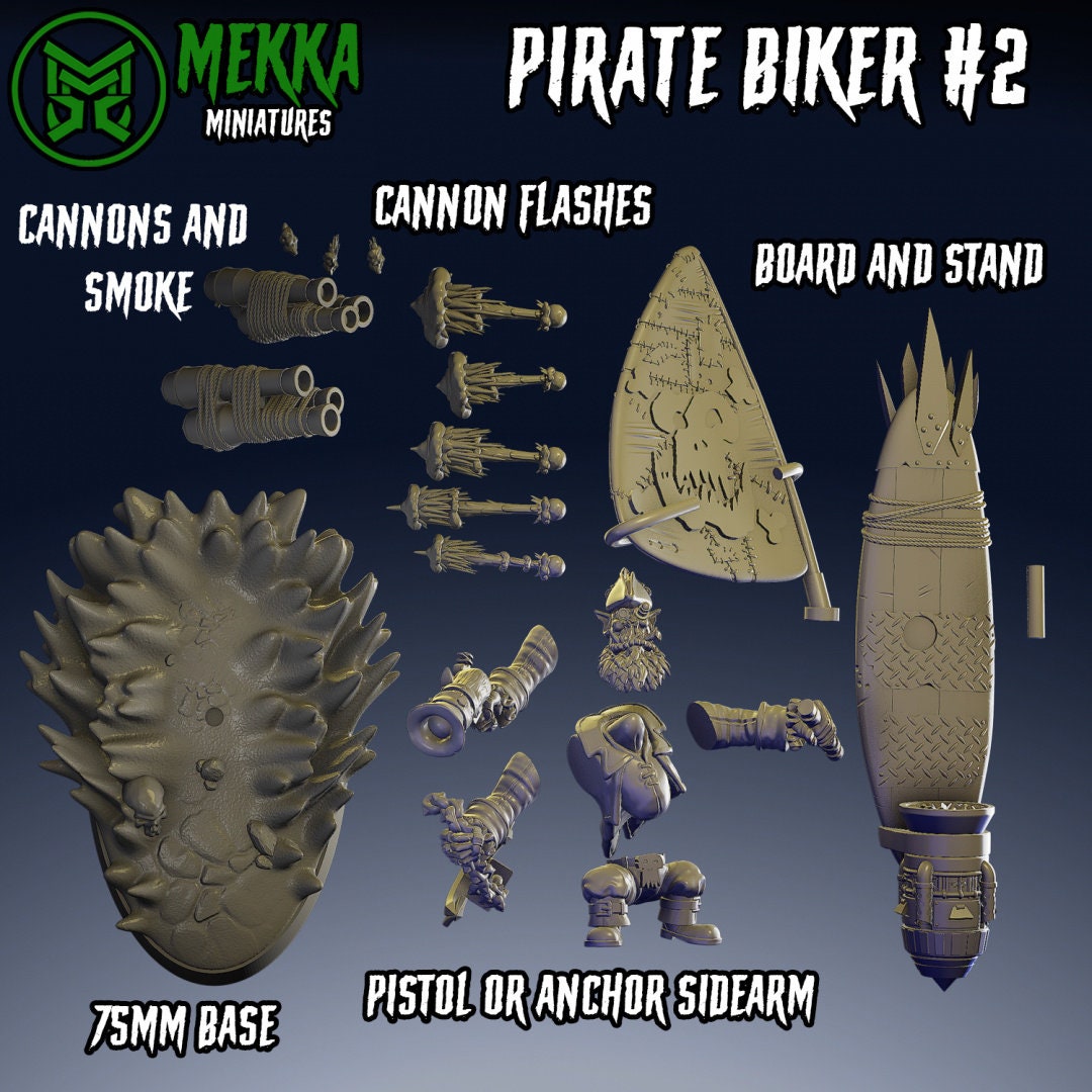 3d Printed Pirate Ork Bikers by Mekka Miniatures