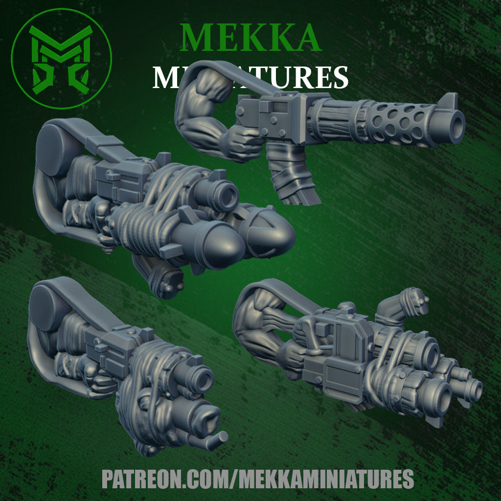 3d Printed Ork Big Guns x4 by Mekka Miniatures