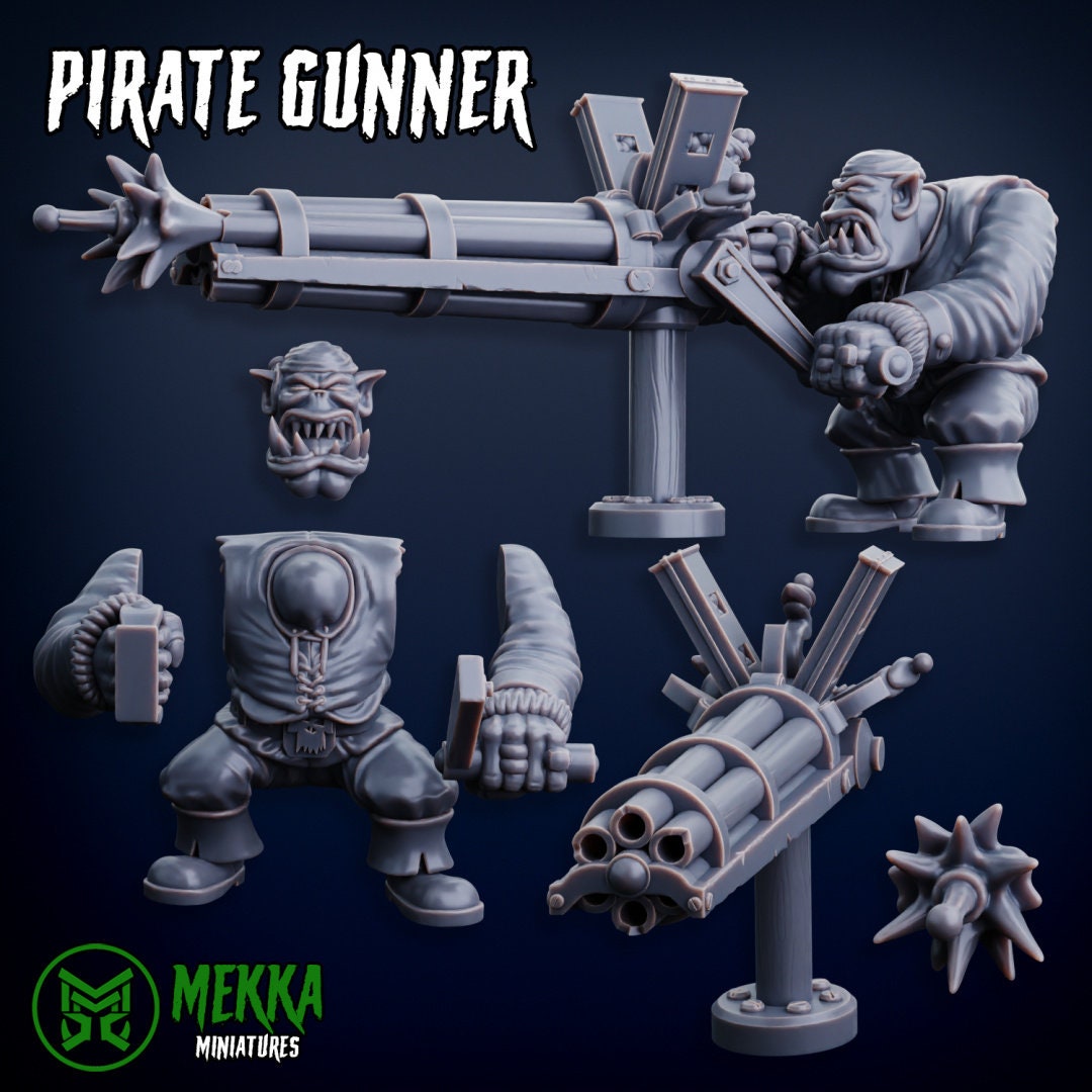 3d Printed Ork Pirate Helmsman and Gunner by Mekka Miniatures