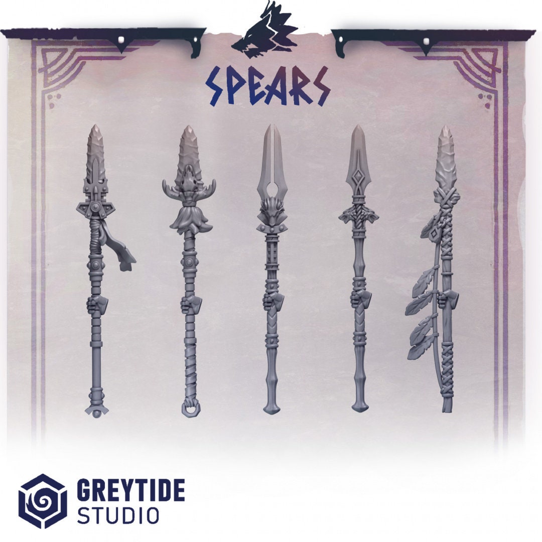 3d Printed  Spears x10 by Greytide Studio