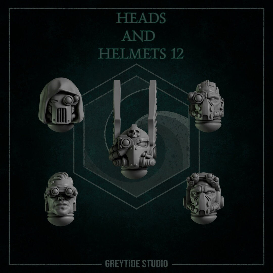 3d Printed Heads and Helmets x10 by Greytide Studio