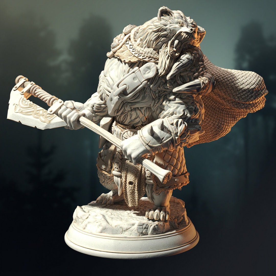 3D Printed Werebear Barbarian "Bearserker" by DM Stash