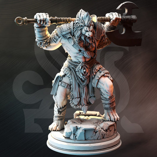 3D Printed Lion-folk Barbarian by DM Stash