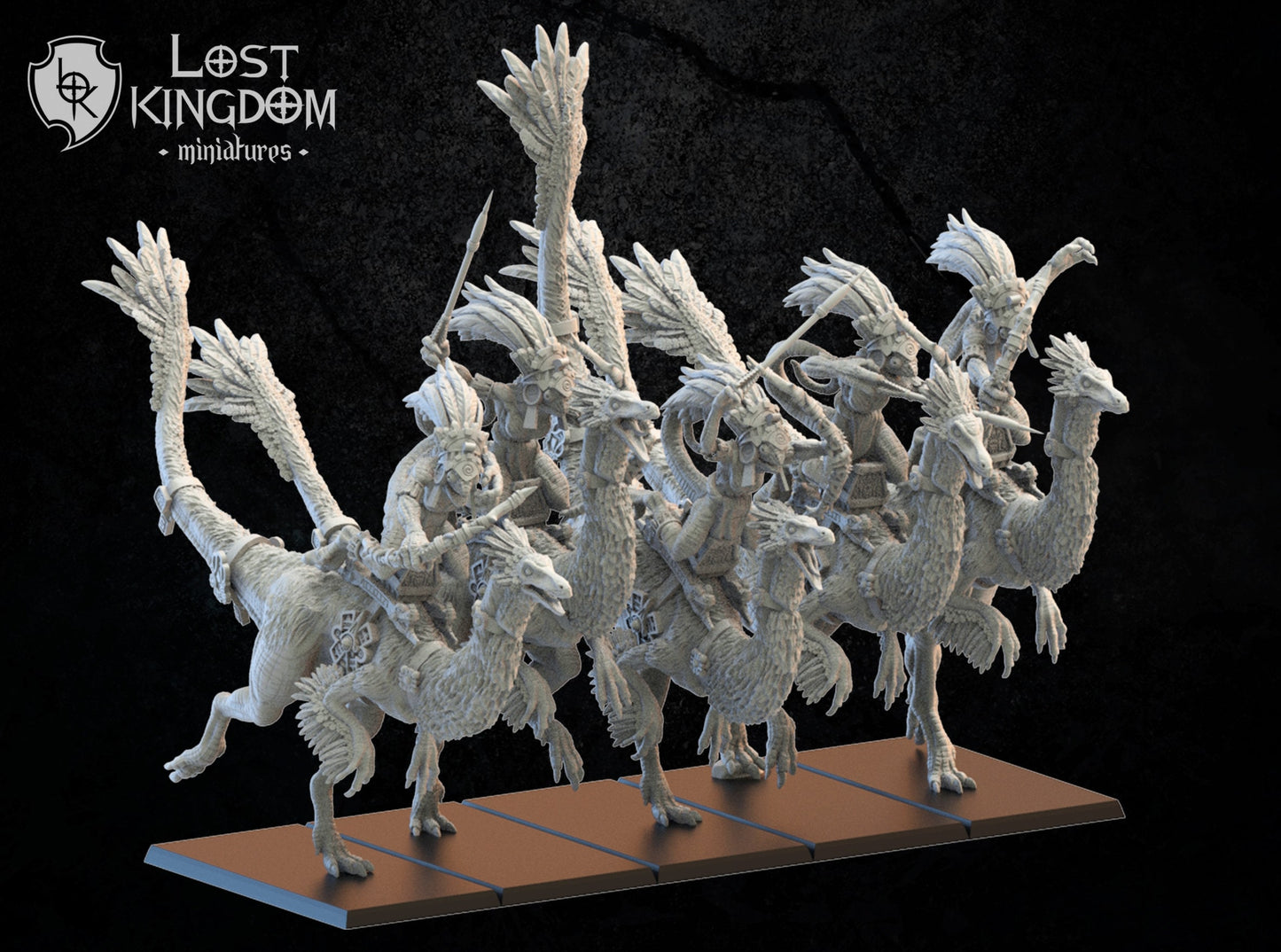 3d Printed Gallillimus Kuaxotl Riders by Lost Kingdom Miniatures