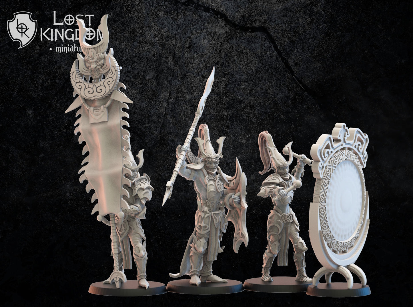 3d Printed Dark Elves Command Squad by Lost Kingdom Miniatures