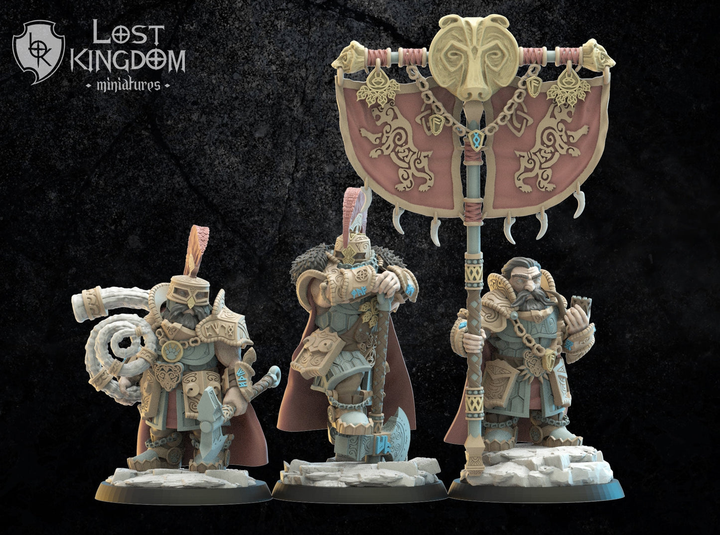 3d Printed Niavellir Dwarf Command Group by Lost Kingdom Miniatures