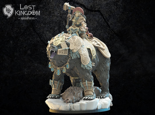 3d Printed Boffar, Bjorn Commander on Warbear by Lost Kingdom Miniatures