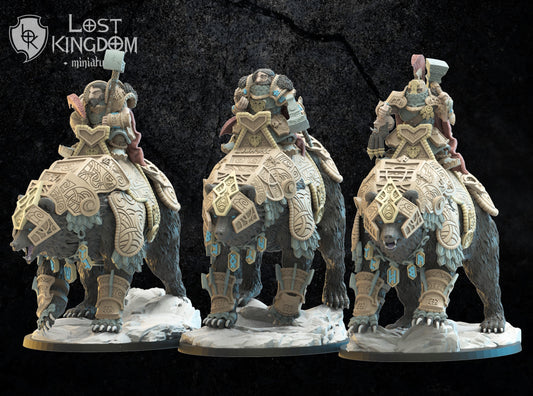 3d Printed Bjorn Knights on Warbears x3 by Lost Kingdom Miniatures