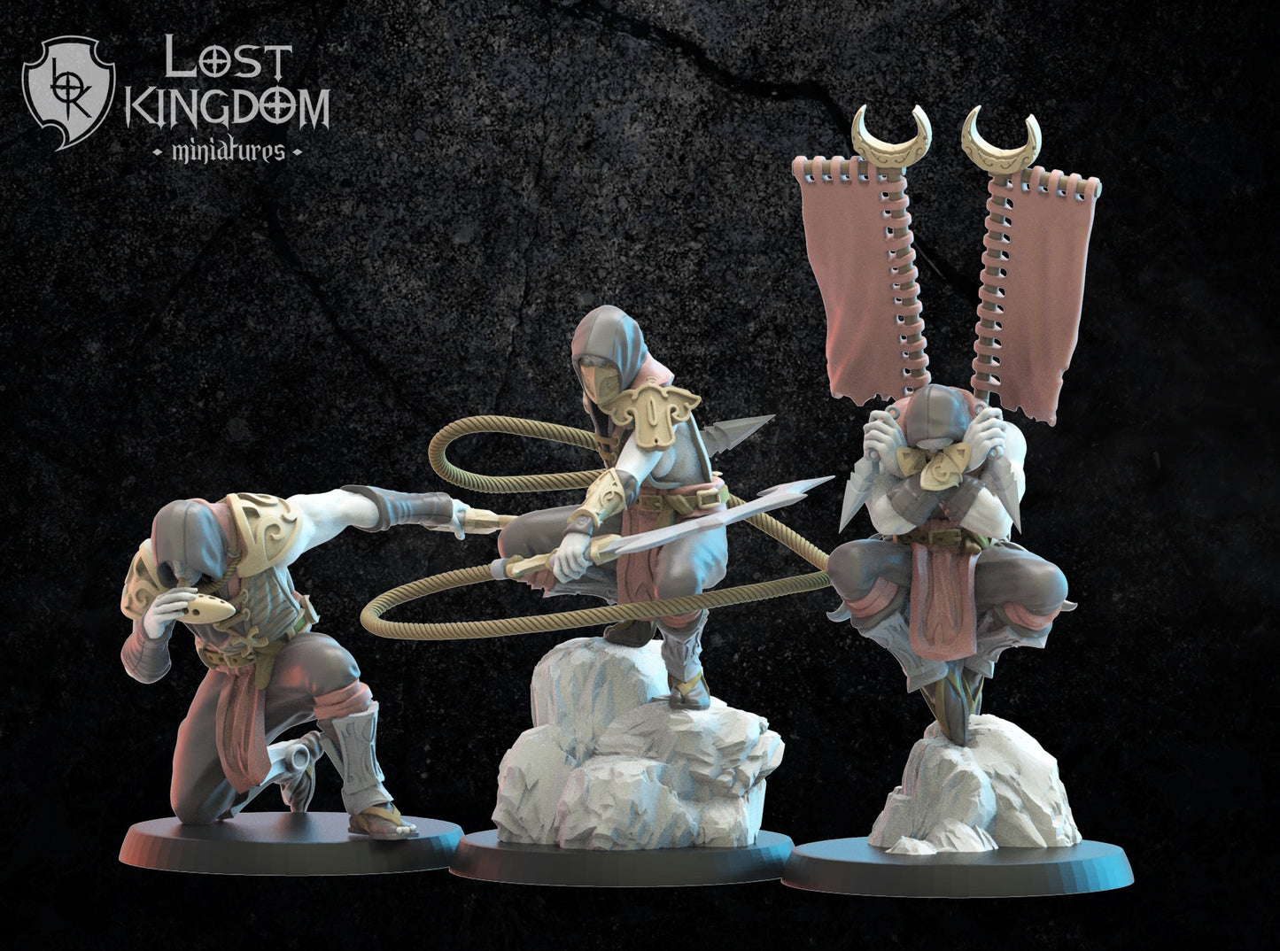 3d Printed Dark Elf Dākumūn Shinobi Command Group by Lost Kingdom Miniatures