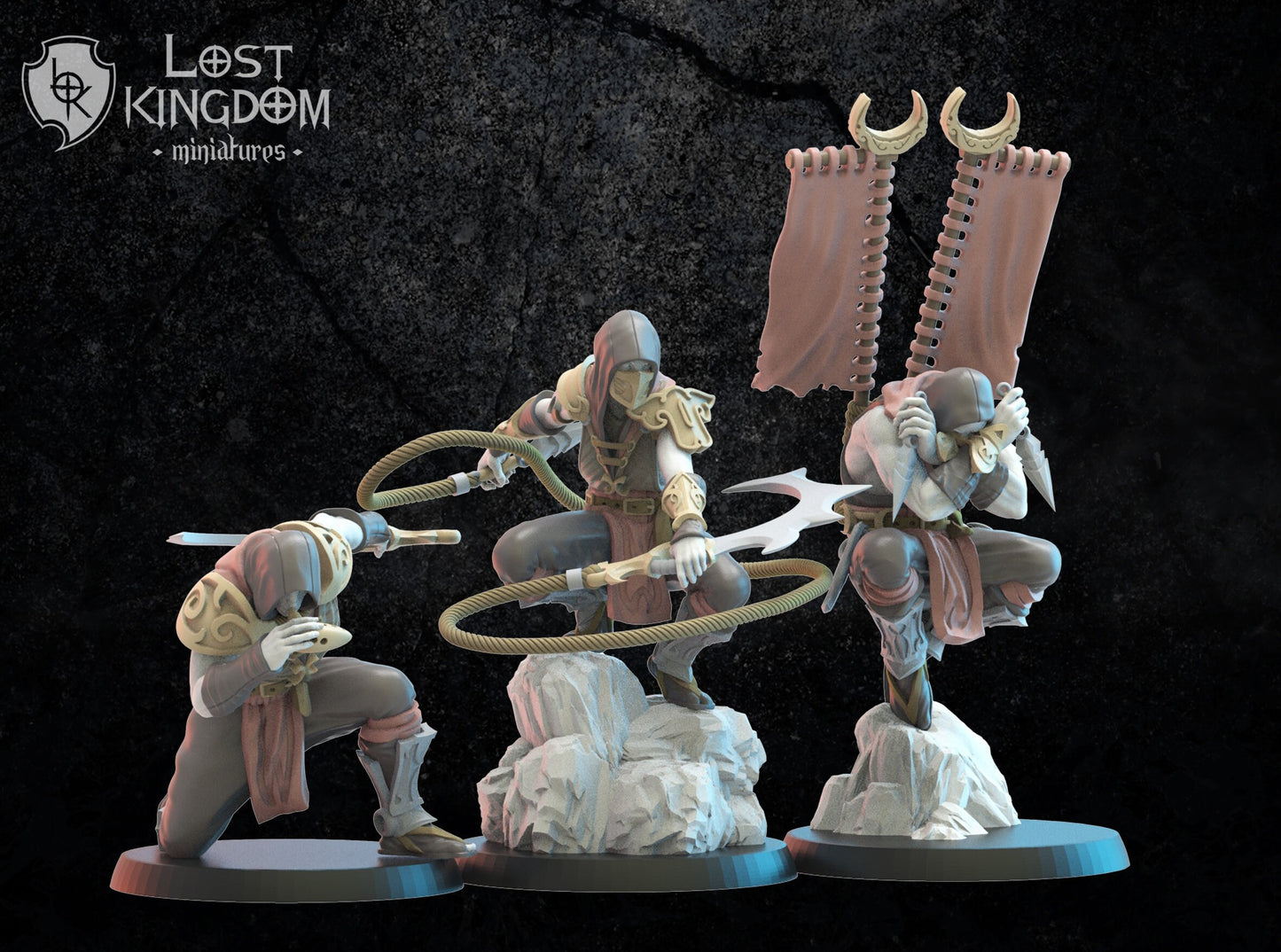 3d Printed Dark Elf Dākumūn Shinobi Command Group by Lost Kingdom Miniatures