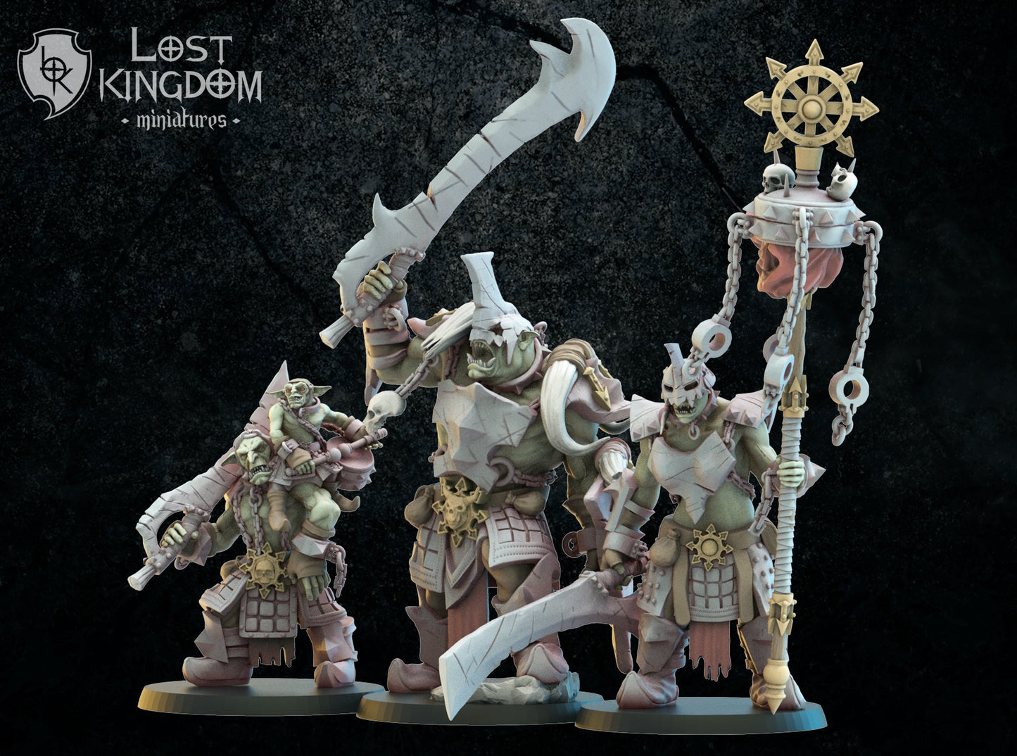 3d Printed Urk Slaves Command Group by Lost Kingdom Miniatures