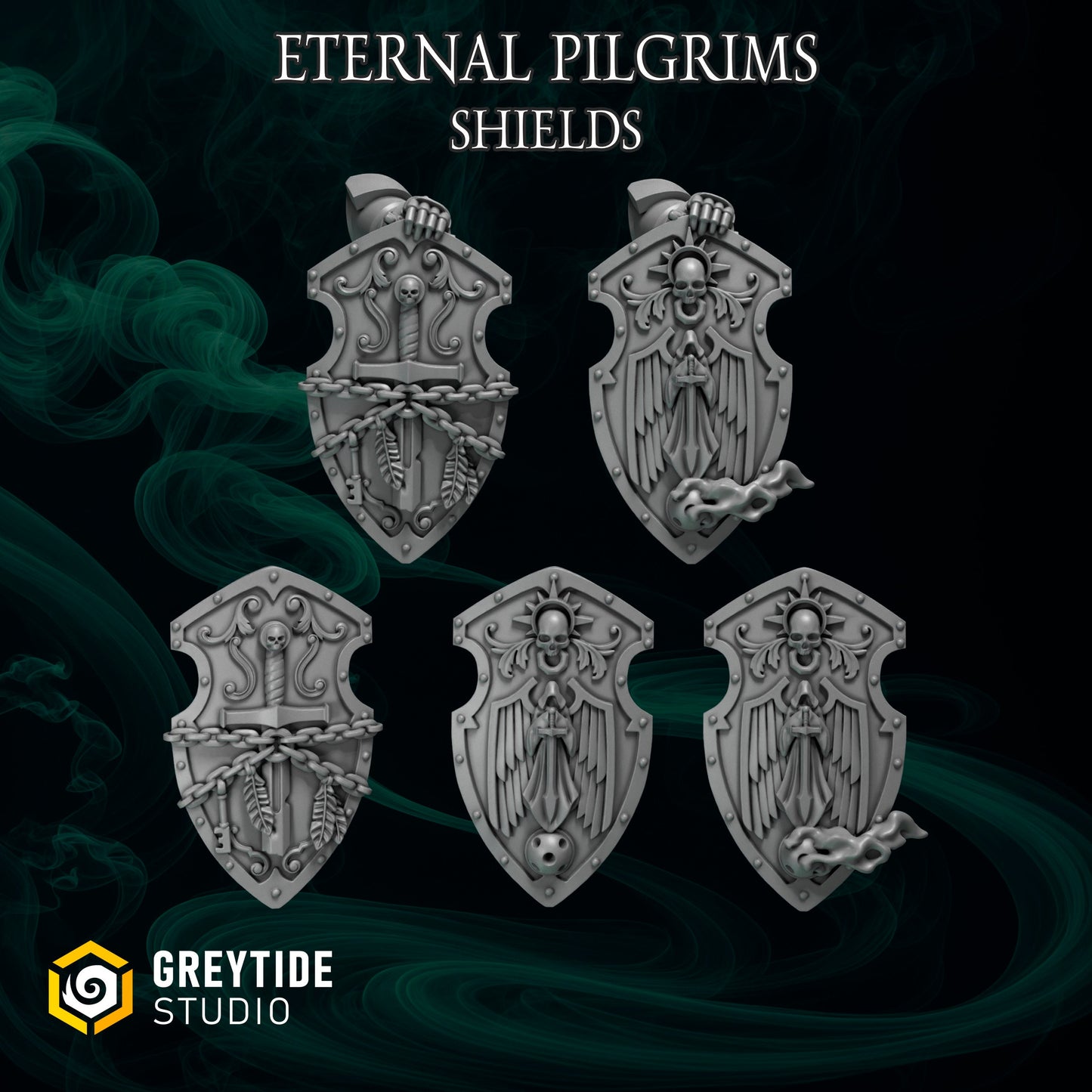 3d Printed Eternal Pilgrim Large Shields x10 by Greytide Studio