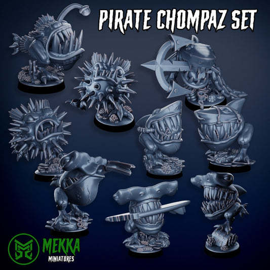 3d Printed Ork Pirate Chompaz x9 by Mekka Miniatures