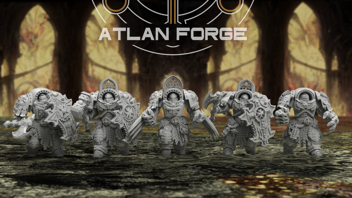 3d Printed Templar Heavy Assault Crusaders x5 by Atlan Forge Miniatures