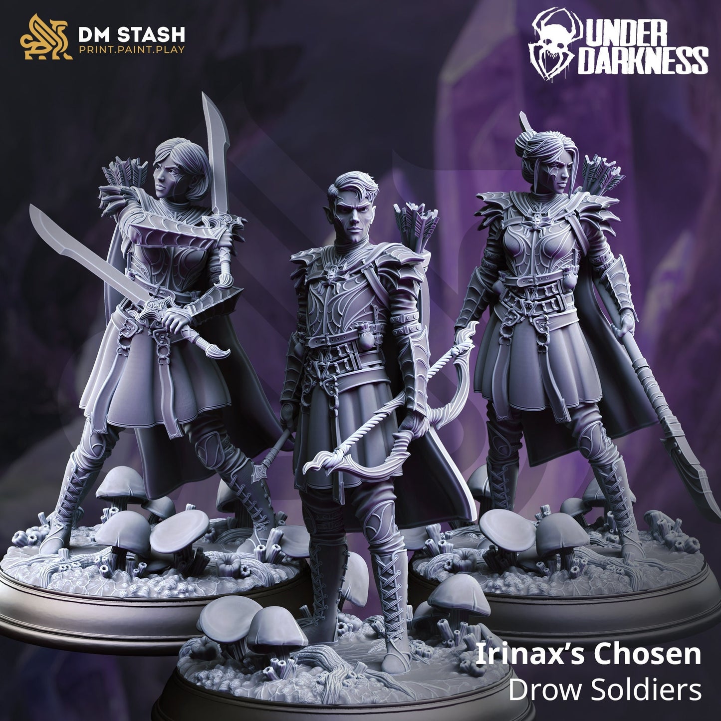 3D Printed Drow Soldiers x3 by DM Stash