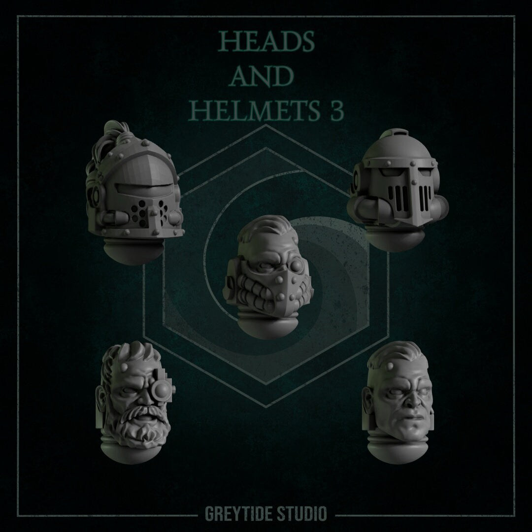 3d Printed Heads and Helmets x10 by Greytide Studio