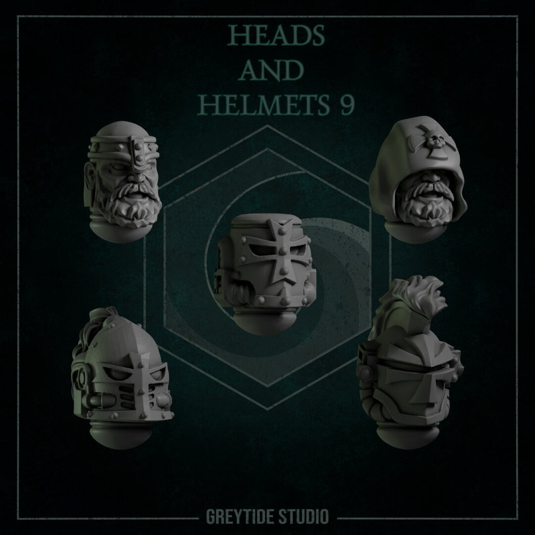 3d Printed Heads and Helmets x10 by Greytide Studio