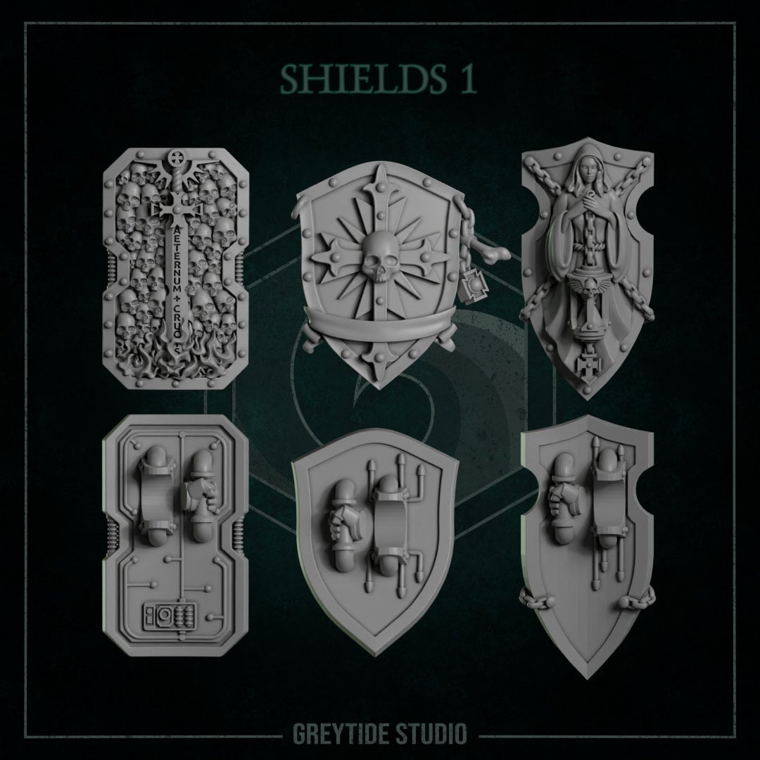 3d Printed Templar Shields x6 by Greytide Studio