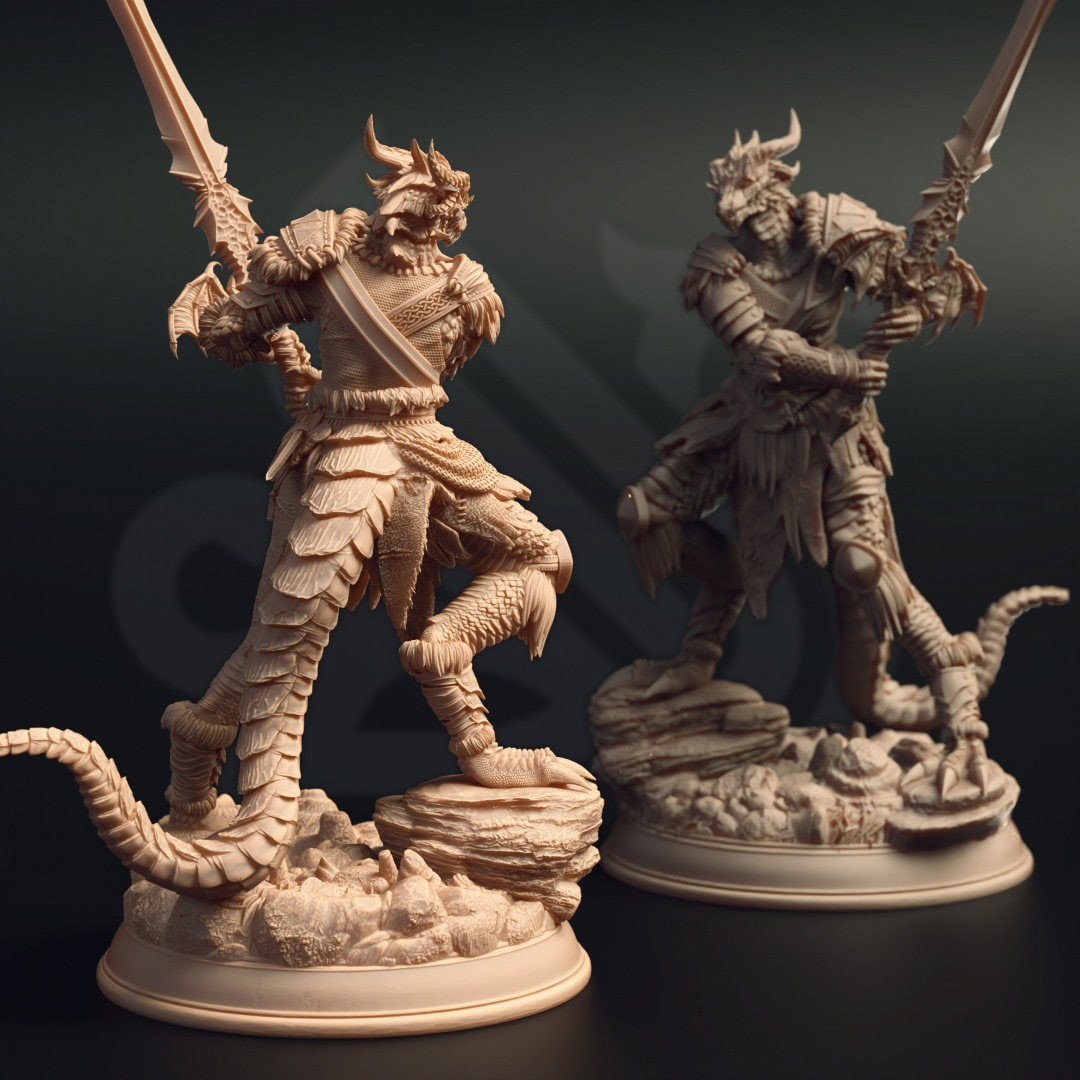 3D Printed Female Dragonborn Barbarian by DM Stash