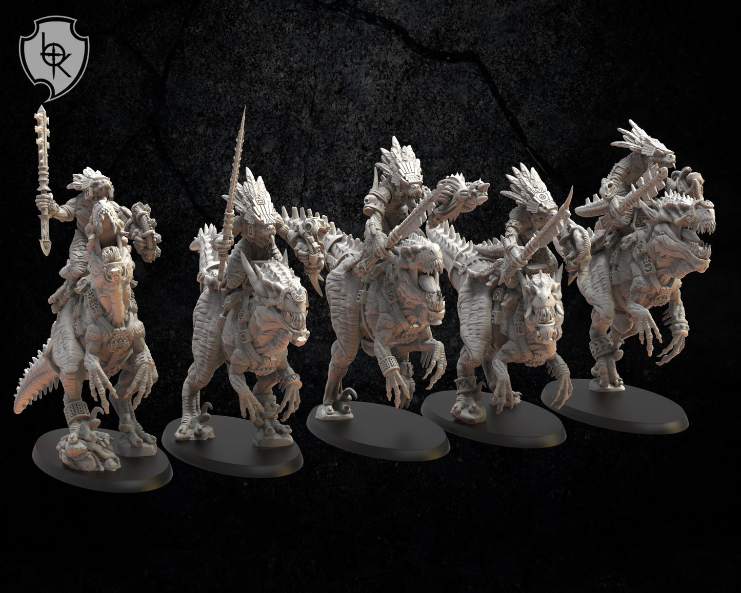 3d Printed Ezocamtl Knights x5 by Lost Kingdom Miniatures