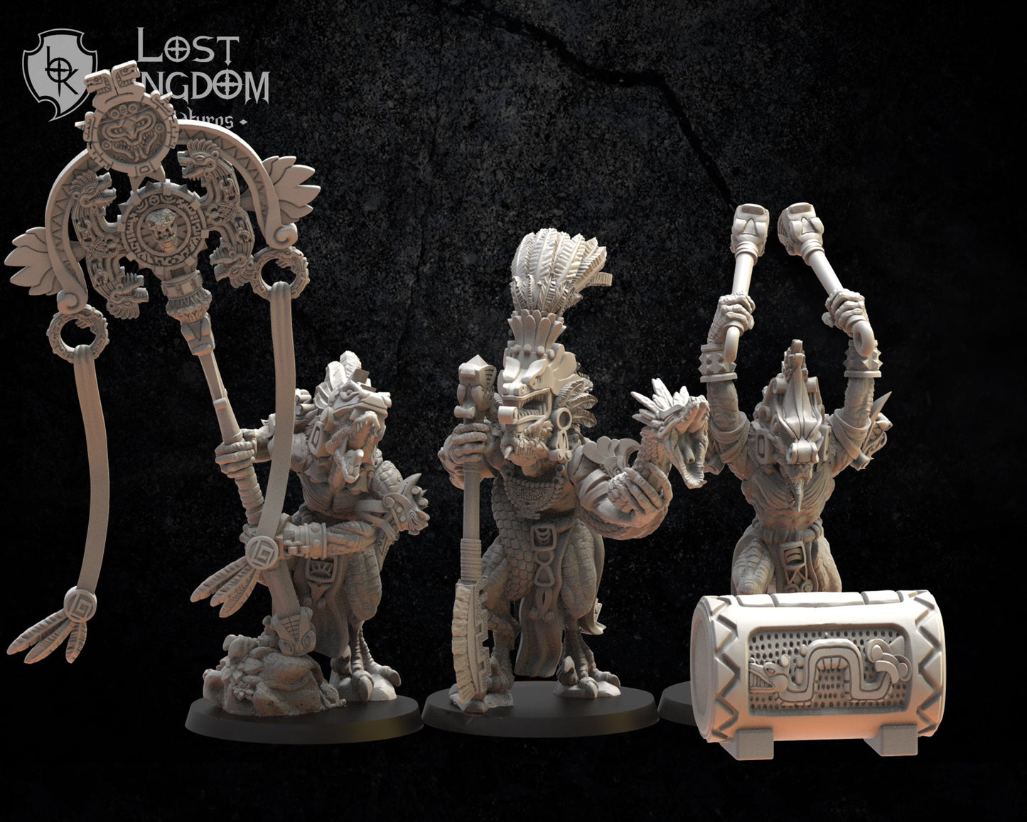 3d Printed Coatl Guard Command Group by Lost Kingdom Miniatures