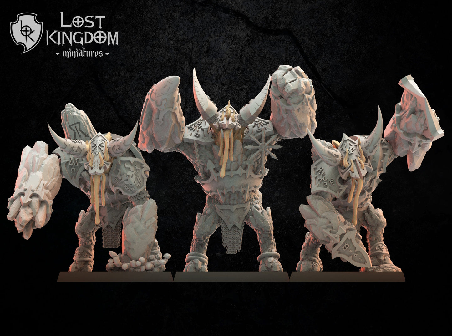 3d Printed Magmhorin Golems x3 by Lost Kingdom Miniatures