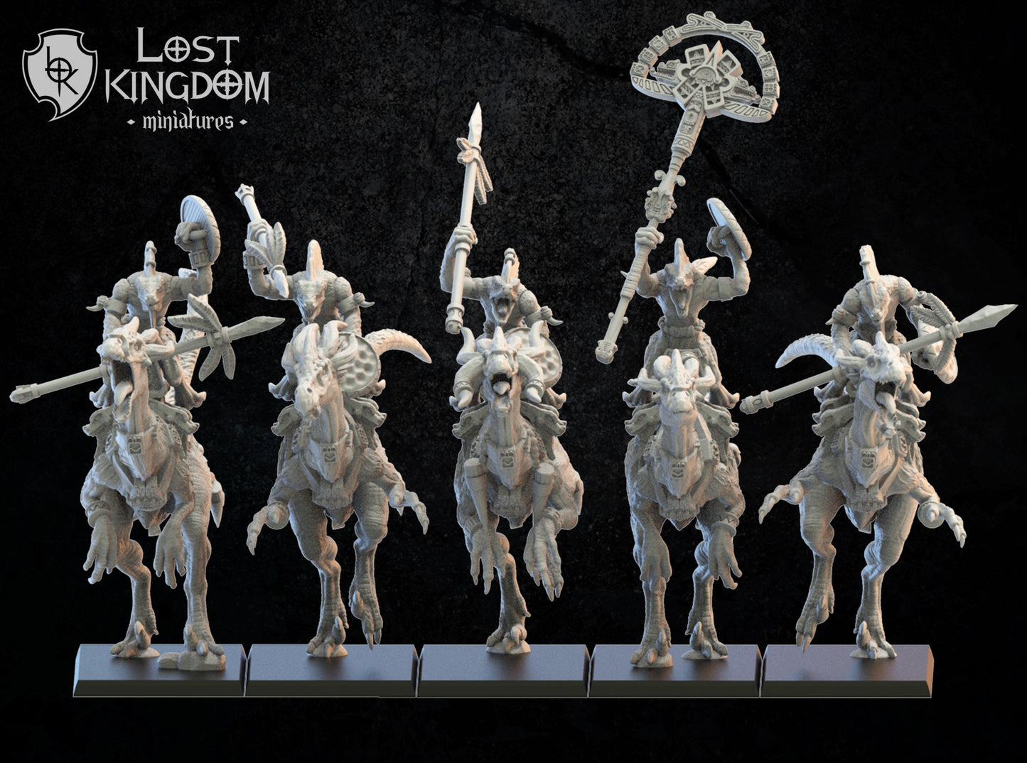 3d Printed Kuakuaitl Cuetzpalli Riders x5 by Lost Kingdom Miniatures