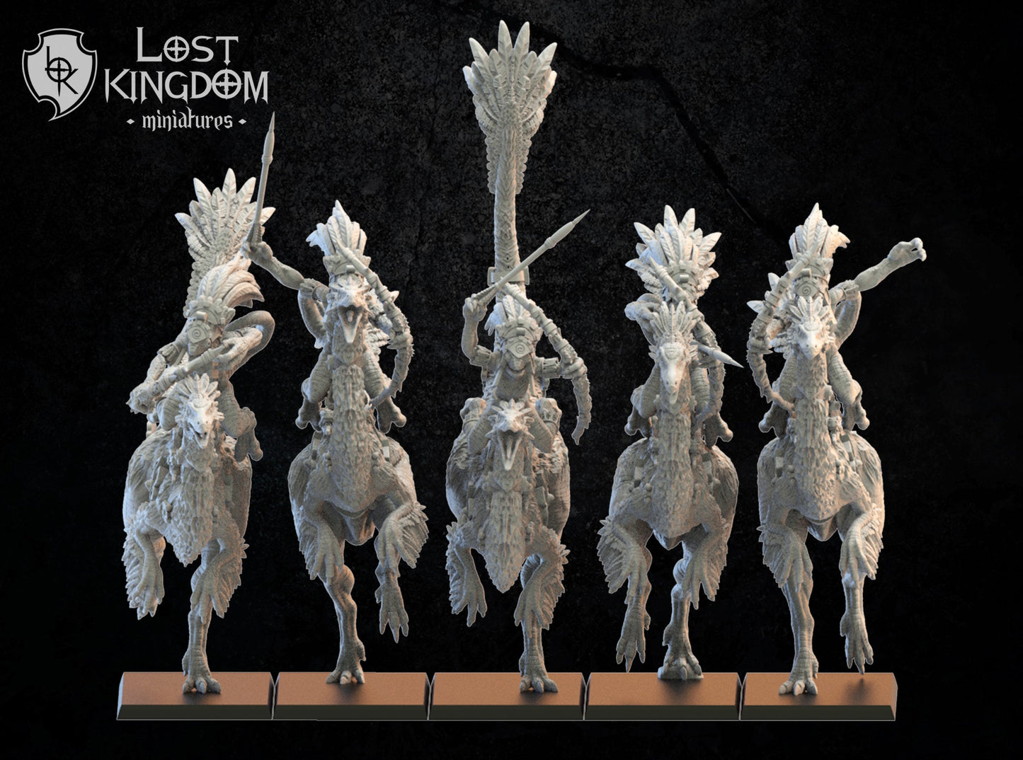 3d Printed Gallillimus Kuaxotl Riders by Lost Kingdom Miniatures