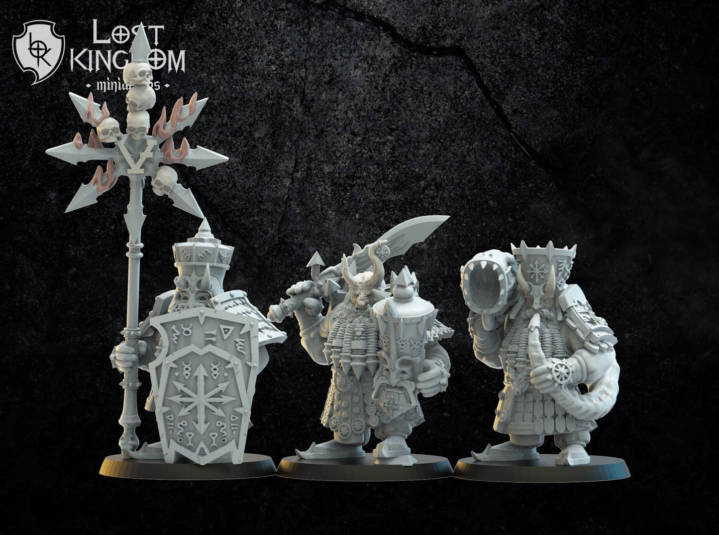 3d Printed Infernal Dwarf Command Squad by Lost Kingdom Miniatures