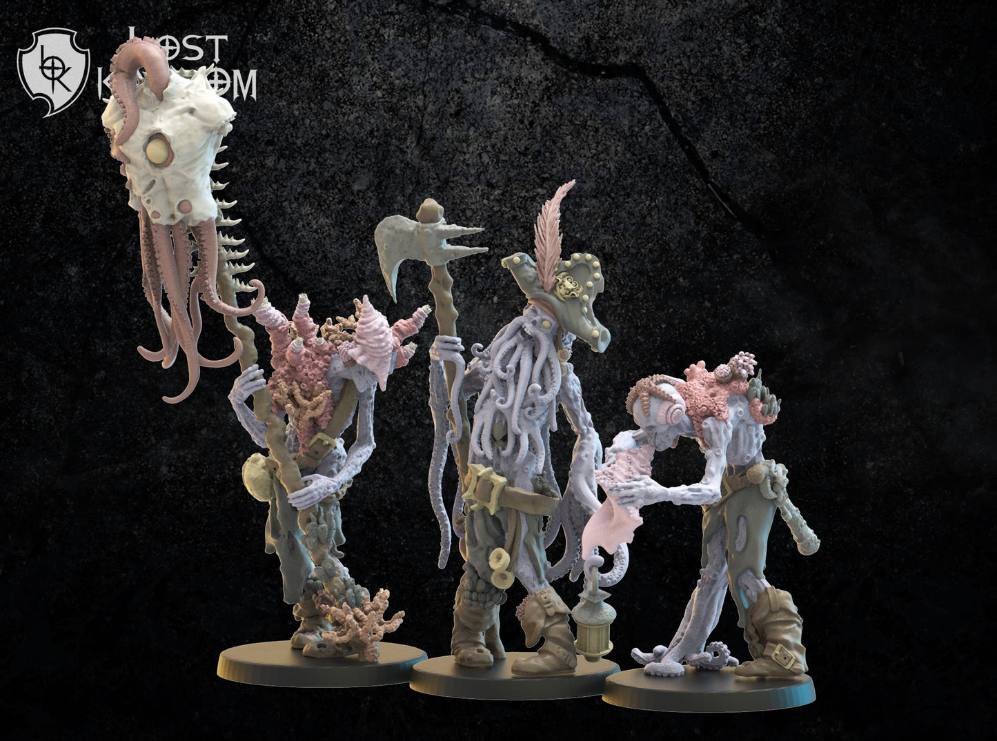 3d Printed Deep Sea Zombie Command Squad by Lost Kingdom Miniatures