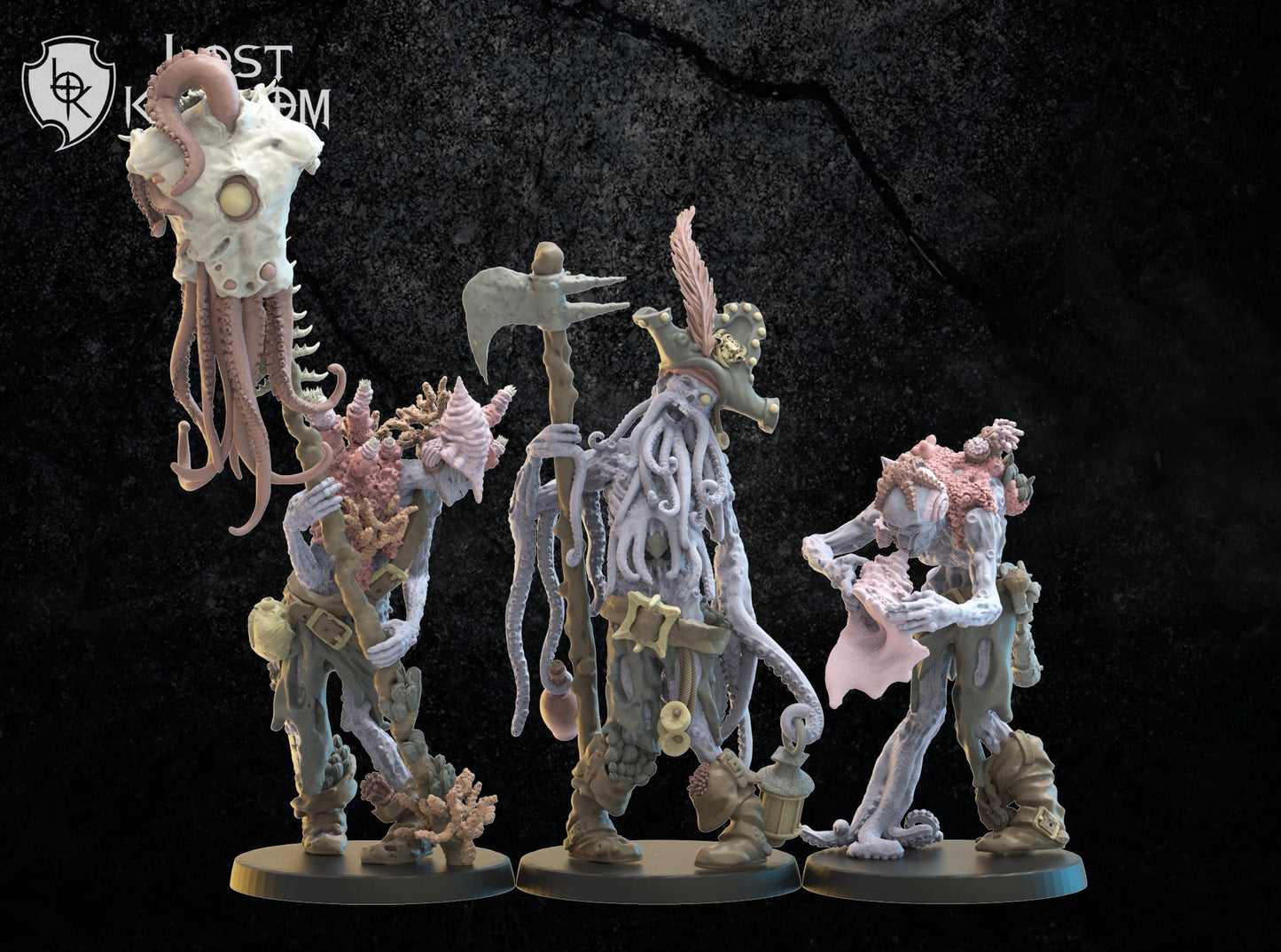 3d Printed Deep Sea Zombie Command Squad by Lost Kingdom Miniatures