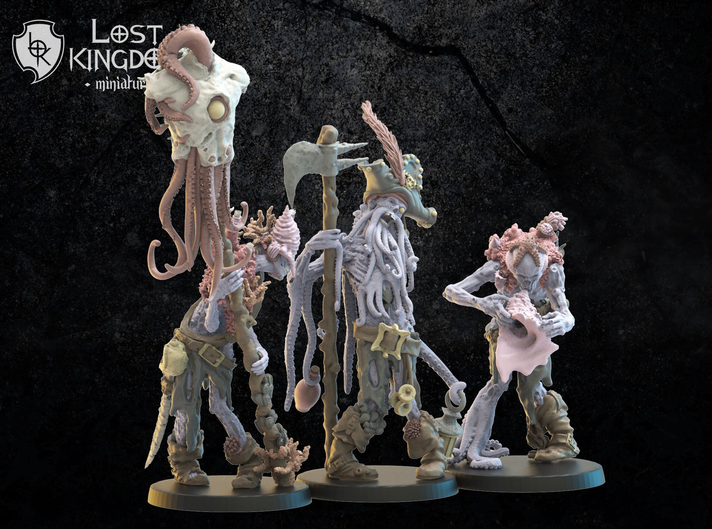 3d Printed Deep Sea Zombie Command Squad by Lost Kingdom Miniatures