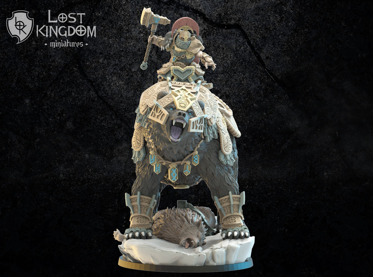 3d Printed Boffar, Bjorn Commander on Warbear by Lost Kingdom Miniatures