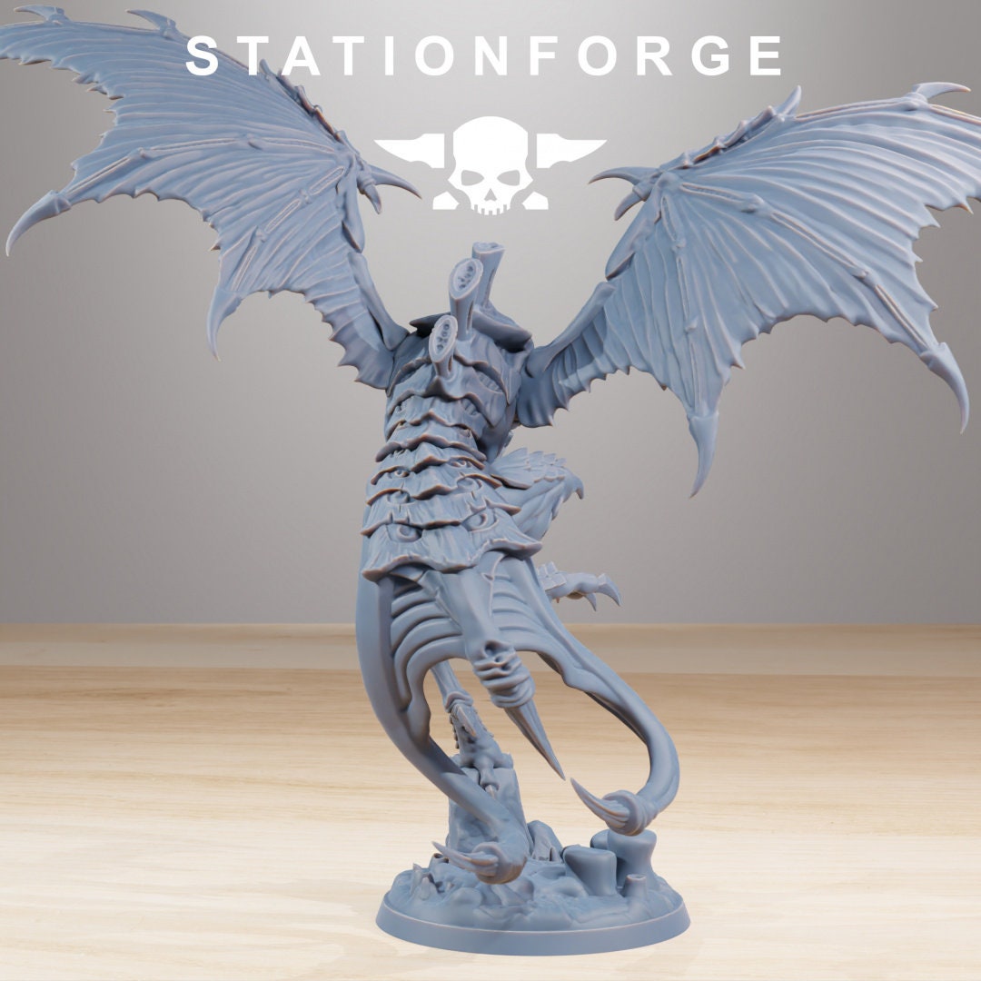 3D Printed Xenarid Flying Leader by StationForge Miniatures