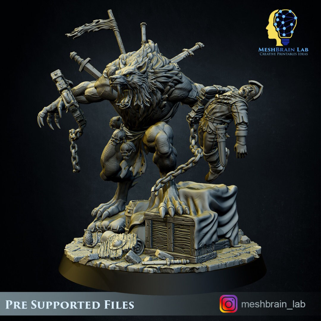 3d Printed Monstrous Werewolf by Meshbrain Labs