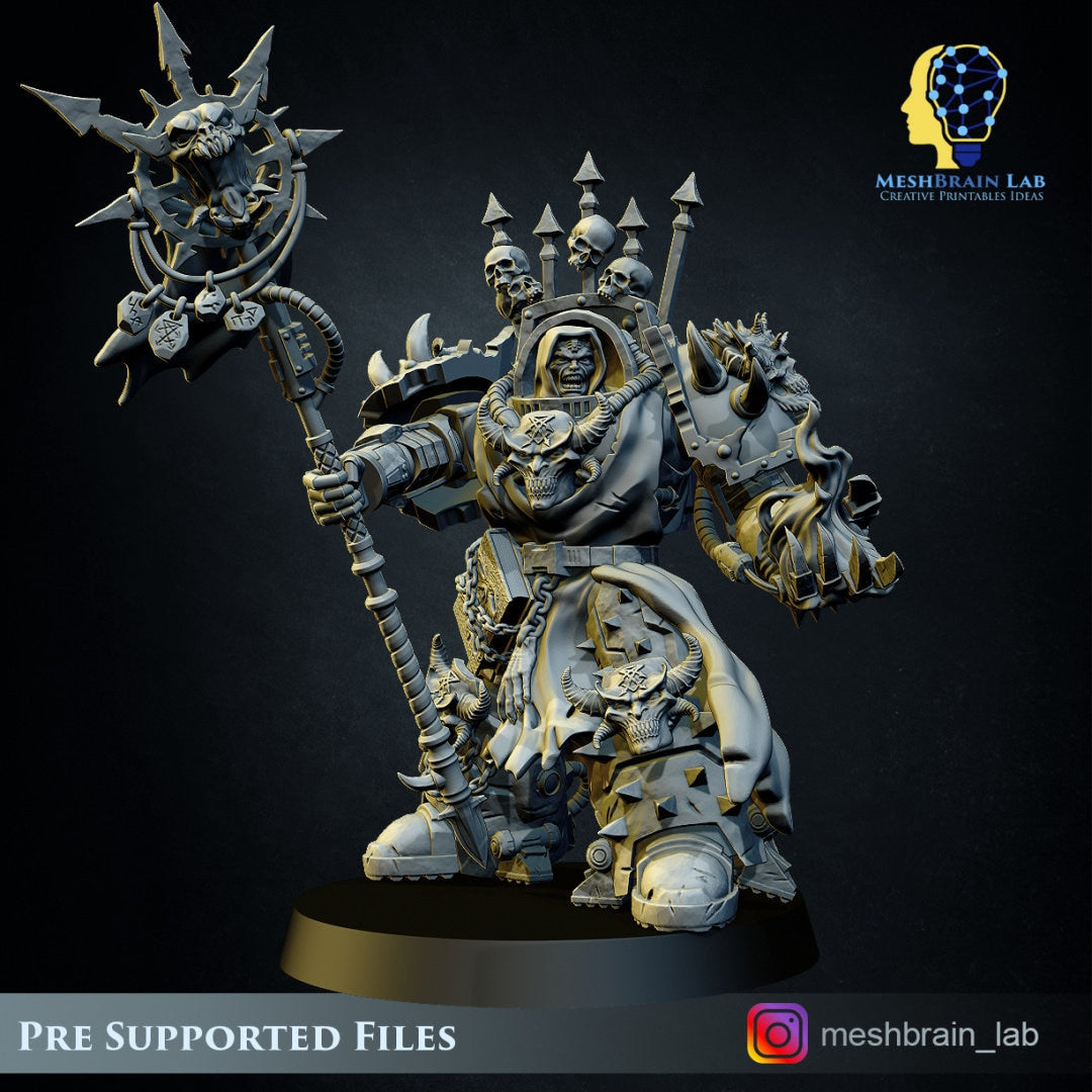 3d Printed Doom Marine Sorcerer by Meshbrain Labs