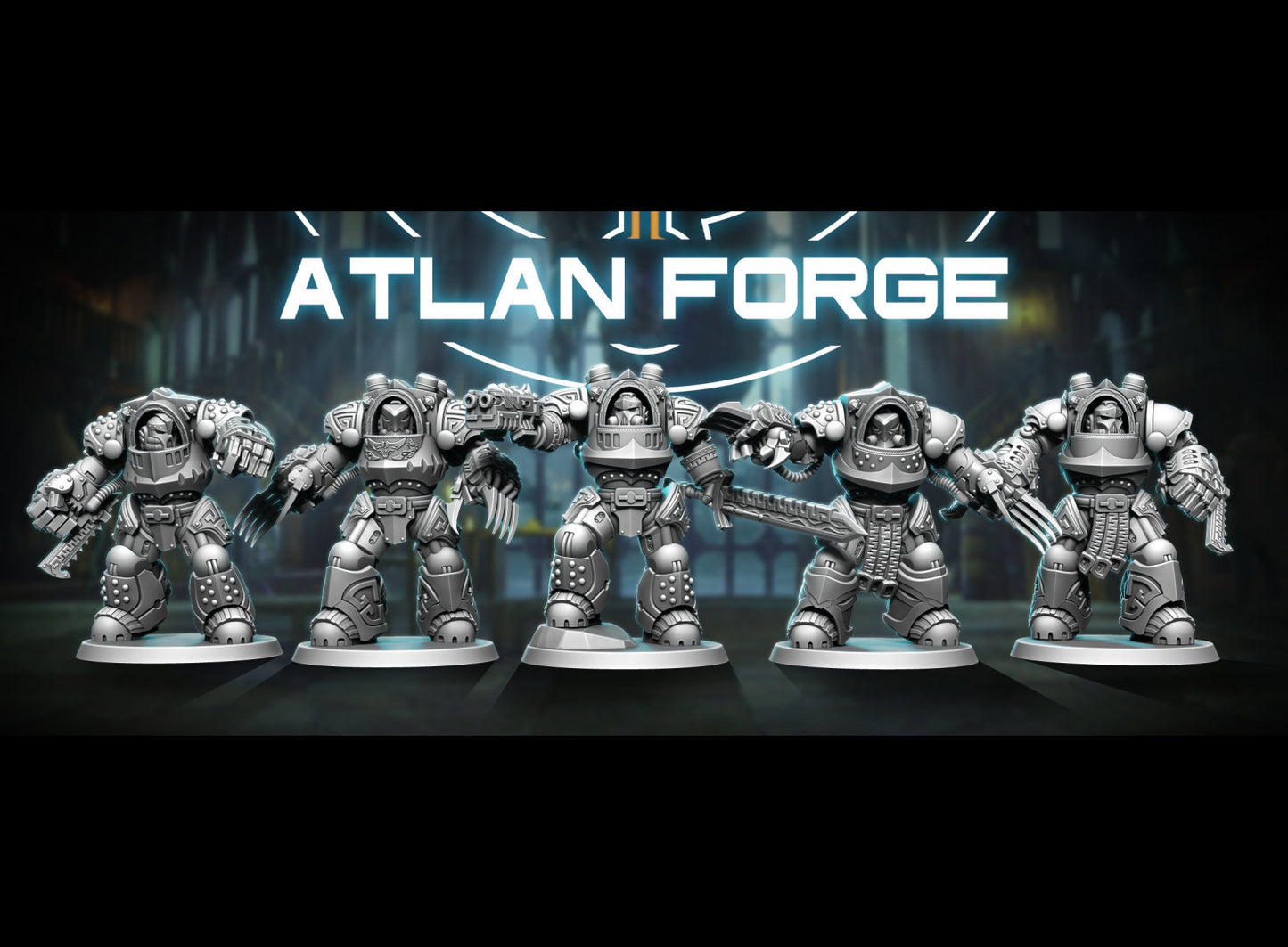 3d Printed Shark Knight Armored Giants x5 by Atlan Forge Miniatures