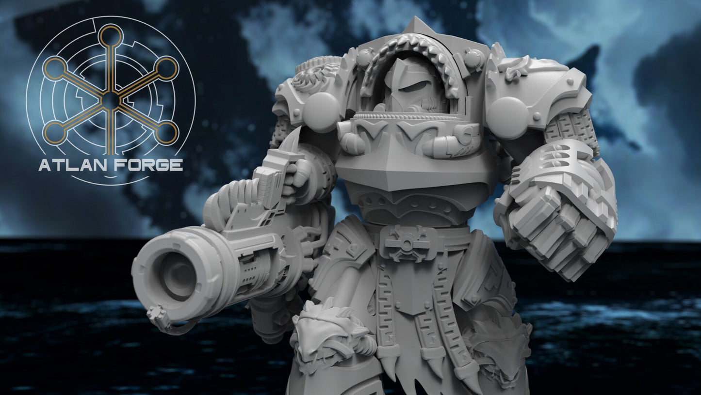 3d Printed Shark Knight Heavy Armor x5 by Atlan Forge Miniatures