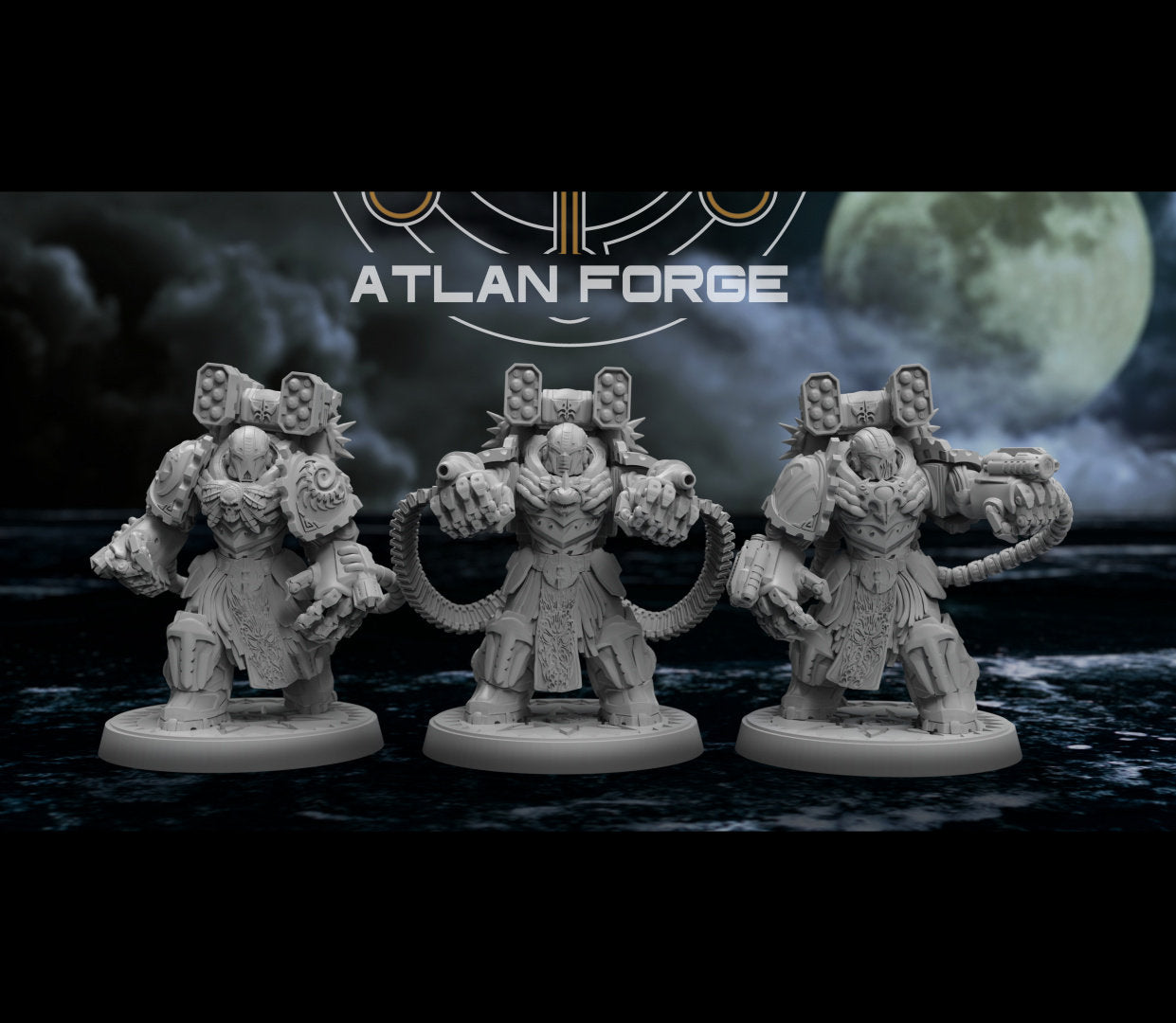 3d Printed Shark Knight Brutes x3 by Atlan Forge Miniatures