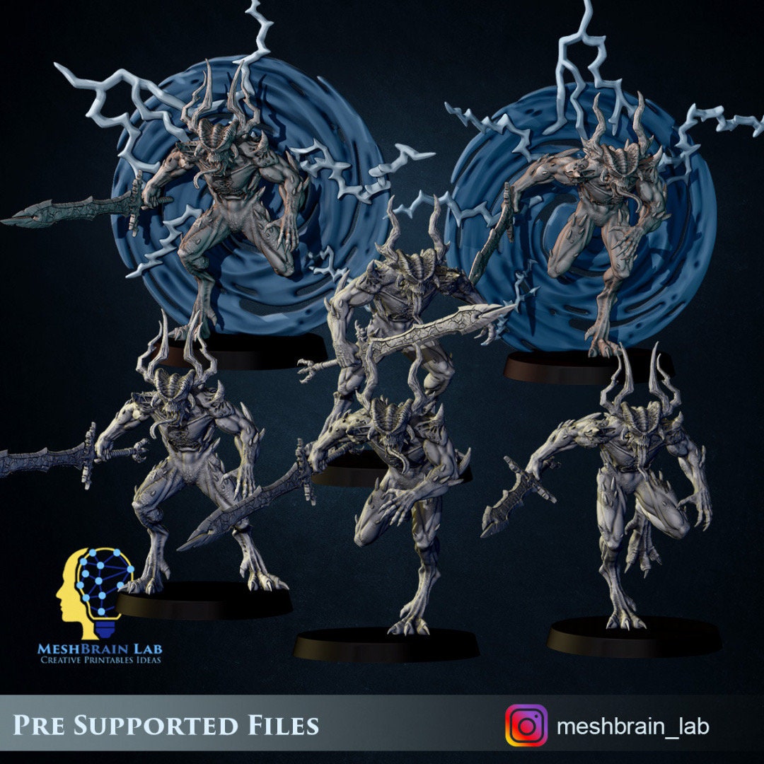 3d Printed Bloodthirsty Daemons x6 by Meshbrain Labs