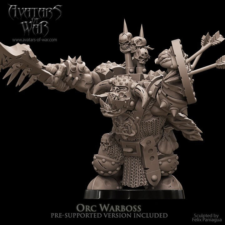 3D printed Black Orc Warlord by Avatars of War