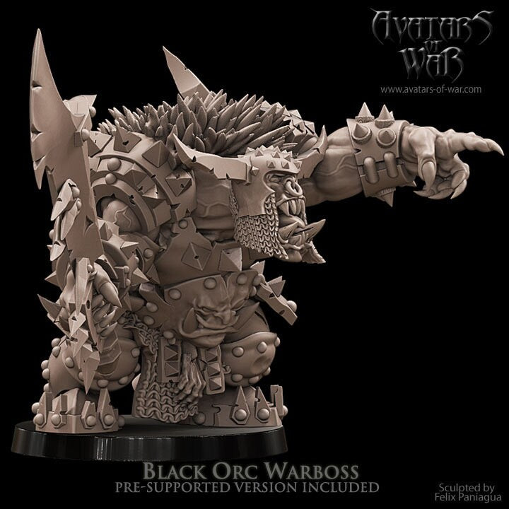 3D printed Black Orc Warlord by Avatars of War